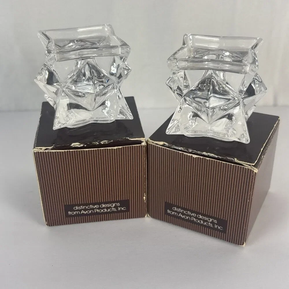 Gallery Originals Stackable Star Lead Crystal Candleholders Set of 2 1.5